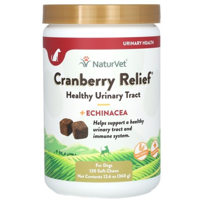 NaturVet Cranberry Relief, Healthy Urinary Tract + Echinacea, For Dogs, 120 Soft Chews, 12.6 oz (360 g)