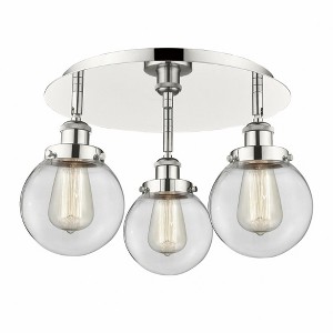 Beacon - 3 Light Flush Mount In Art Deco Style-9.63 Inches Tall and 17.75 Inches Wide - 1 of 1