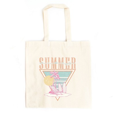 City Creek Prints Summer Vibes Triangle Canvas Tote Bag - 15x16 - Natural