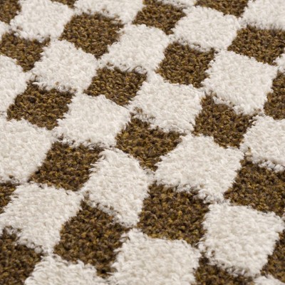 Hauteloom Leryn Brown Checkered Plush Rug