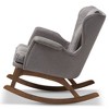 Maggie Mid Century Modern Rocking Chair: Upholstered, Walnut Finish - Baxton Studio - 3 of 4