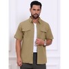 INSPIRE CHIC Men's Fishing Summer Short Sleeve Solid Cargo Shirts - 4 of 4