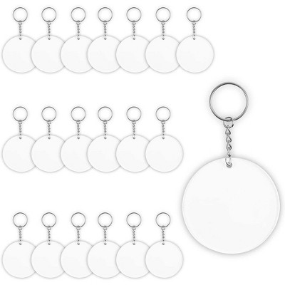 Bright Creations 20 Pieces Blank Clear Acrylic Keychains, Transparent Circle Dics 2.5" Diameter Round Keychains for DIY Craft Projects