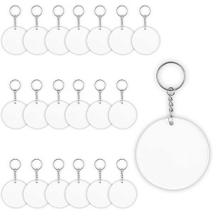 Bright Creations 20 Pieces Blank Clear Acrylic Keychains, Transparent Circle Dics 2.5" Diameter Round Keychains for DIY Craft Projects - 1 of 4