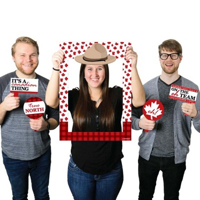 Big Dot of Happiness Canada Day - Canadian Party Selfie Photo Booth Picture Frame & Props - Printed on Sturdy Material