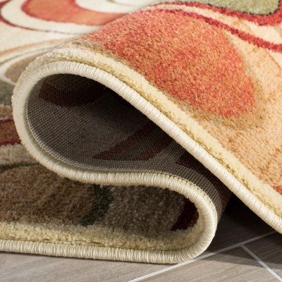 Ivory and Multi Synthetic Retro Rectangle Area Rug