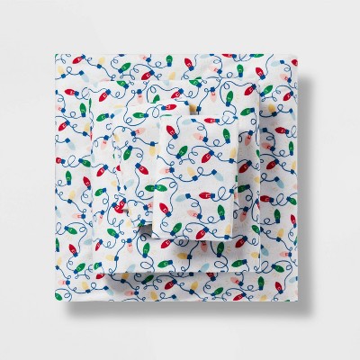Full Christmas Flannel Sheet Set Bulb Print - Wondershop™