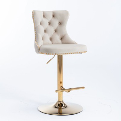 NicBex Dining Chairs Set of 2 Bar stool Upholstered Chair Swivel Velvet Adjusatble Seat with Backs Tufted for Home Pub and Kitchen