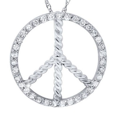Pompeii3 3/8ct Peace Diamond Pendant 14K White Gold