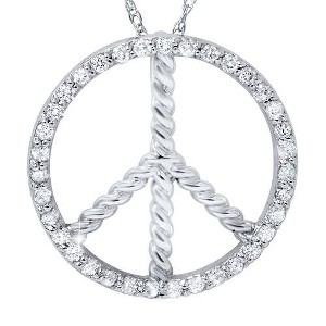 Pompeii3 3/8ct Peace Diamond Pendant 14K White Gold - 1 of 4