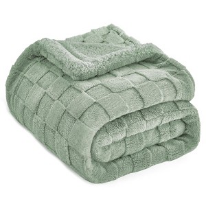Itopfox Ultra Soft Fleece Checkered Throw Blanket for Women Men, Cozy Plush Blanket for Couch Bedroom Home Decor, Sage Green - 1 of 4
