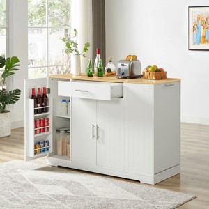 Kitchen Cabinet With Trash Can Storage Cabinet, Island Table For Kitchen With Drawer And Adjustable Shelves, With 13 Gallon Garbage-Cuddlewood - 1 of 4