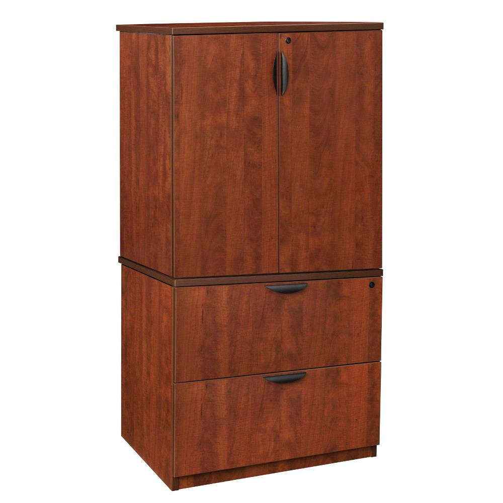Legacy File with Stackable Storage Cabinet Cherry - Regency: Office Credenza, Locking Doors, Adjustable Shelves