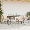 vidaXL Patio Dining Set with Cushions Outdoor Dining Furniture Poly Rattan Glass - Brown 63" x 31.5" x 29.1" 4 Items - 3 of 4
