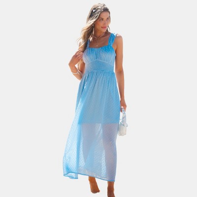 Women's Ethereal Blue Ombre Beach Wedding Guest Maxi Dress-Cupshe