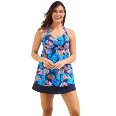 Swim 365 Women's Plus Size Longer Length Braided Tankini Top