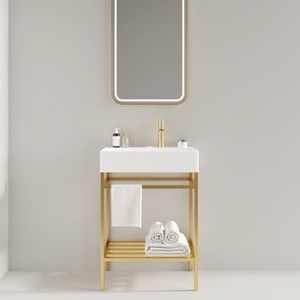 NicBex Bathroom Vanity with Basin,Bathroom Sink Vanity with Open Metal Leg and Shelves,24 inch Bathroom Sink Cabinet for Bathroom - 1 of 4