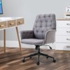 Vinsetto Modern Mid-Back Tufted Linen Home Office Desk Chair with Arms, Swivel Adjustable Task Chair, Upholstery Accent Chair with Soft Seat, Gray - 2 of 4