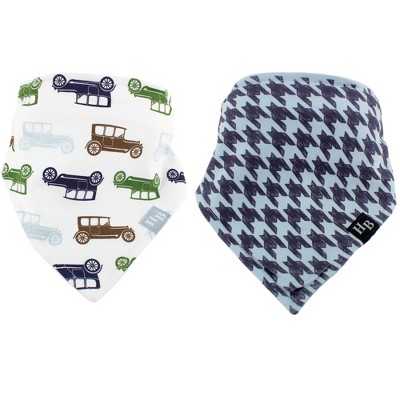 Hudson Baby Infant Boy Cotton Bandana Bibs 2pk, Car, One Size