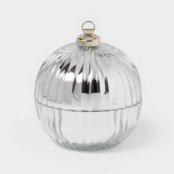 3-Wick Ribbed Mercury Glass Forest Fir Ornament Jar Candle Silver 6oz - Threshold™