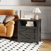 AOXUN Farmhouse End Table, 21" Rustic Nightstand with Barn Door, 2-Piece Set for Living Room, Black - 2 of 4