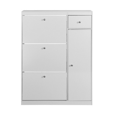 Lirago,35.43"L*10.62"W*49.2"H,White Flip-Drawer Shoe Cabinet with Adjustable Shelves - Modern Narrow Entryway Storage Organizer
