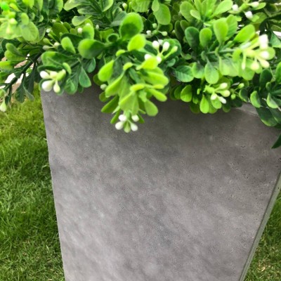 20" Tall Weathered Gray Concrete Square Planter