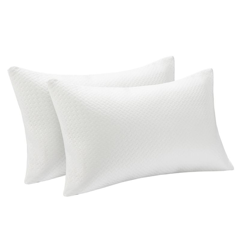 Costway 2Pack Shredded Memory Foam Bed Pillows Bamboo Rayon Cooling Cover 28''x18'', 1 of 11
