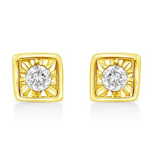 Haus of Brilliance 10K Yellow Gold Plated Silver 1/10 Cttw Diamond Stud Earrings - 1 of 4