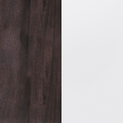 Set of 2 White and Dark Brown Solid Wood Barstools with Footrest
