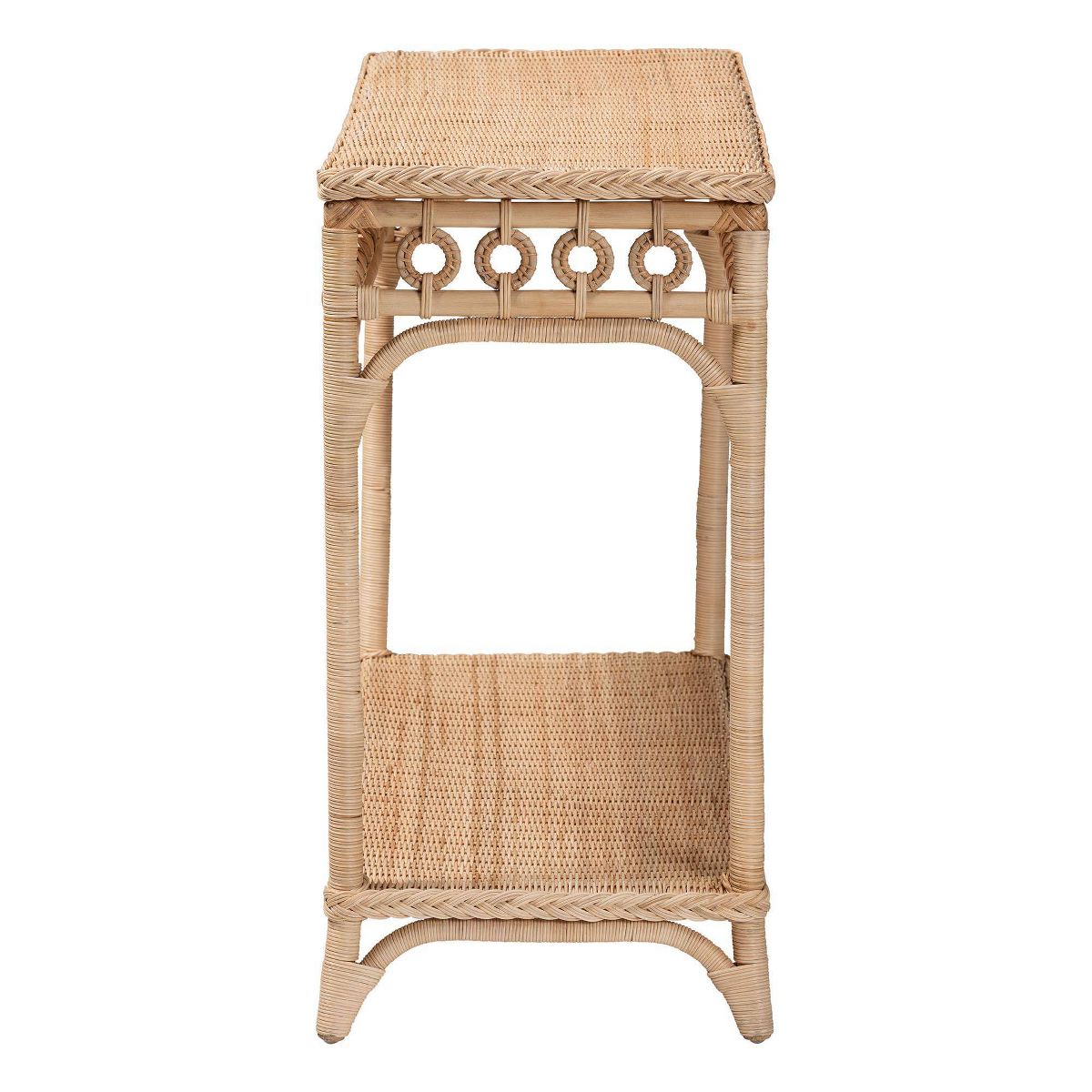 bali & pari Oxford Braided Natural Rattan Console Table with Open Shelf Natural Brown - thumbnail 3