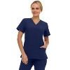Saint Scrubs Womens 9-Pocket Medical Uniform Set- V-Neck Stretch Top with Tapered Straight Leg Pants - 4 of 4