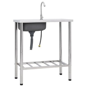 vidaXL Camping Sink Single Basin with Tap Stainless Steel - 1 of 4