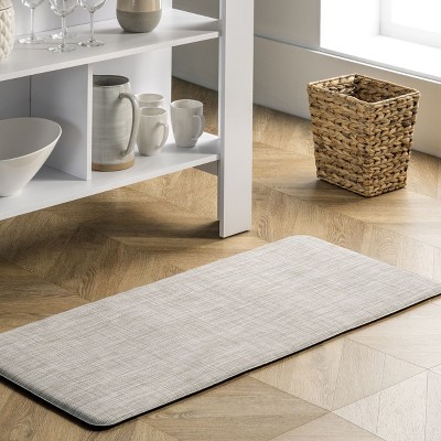 Off-White Synthetic Non-Slip Rectangular Comfort Mat 20" x 42"