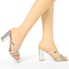 Allegra K Women's Crisscross Strap Rhinestone Block Heel Slide Sandals - 2 of 4