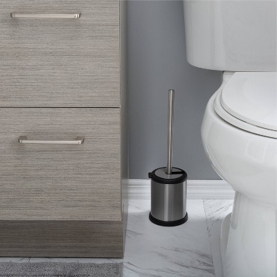 Stainless Steel Toilet Brush and Holder Set with Closing Lid, 2 Pack