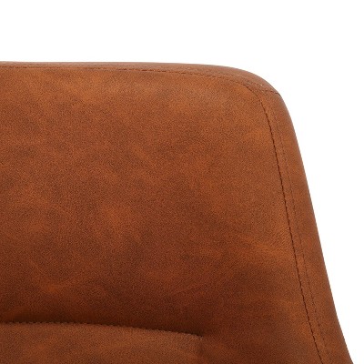 Modern Light Brown Faux Leather Accent Chair with Metal Legs