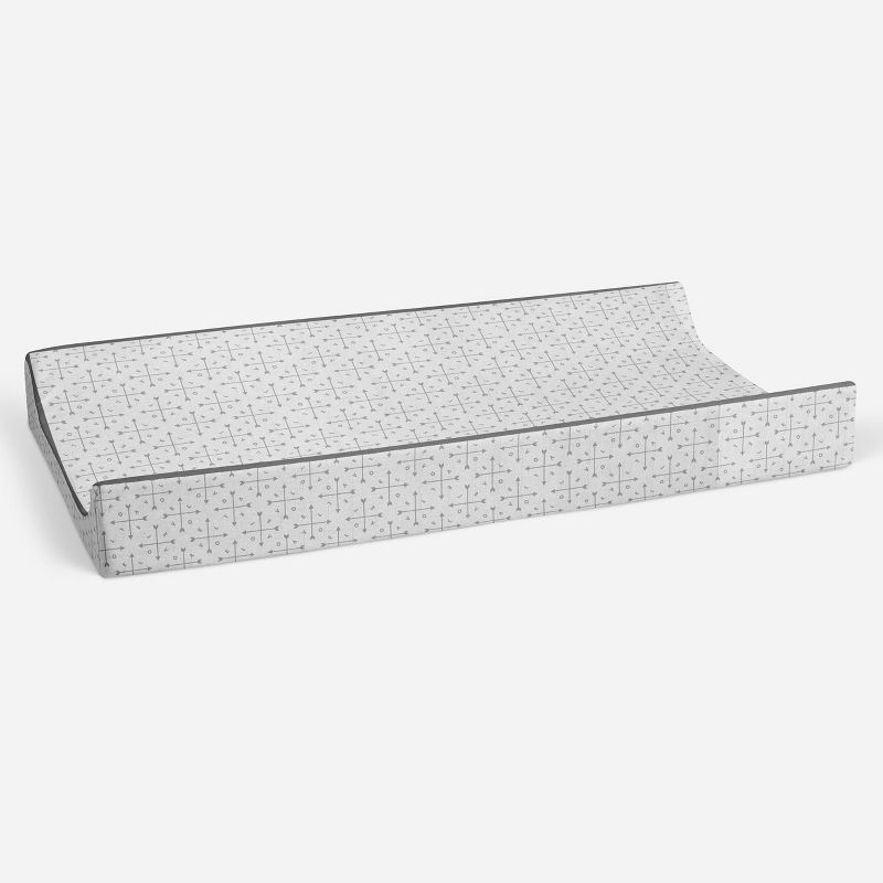 Bacati - Love Quilted Muslin Changing Pad Cover Gray, 3 of 10