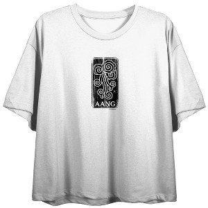 Avatar The Last Airbender Aang Mountain Scene Women’s White Crew Neck Short Sleeve Crop Top - 1 of 4