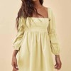 EXLURA Womens Square Neck Dress Long Puff Sleeve A-Line Casual Short Mini Dresses - 3 of 4