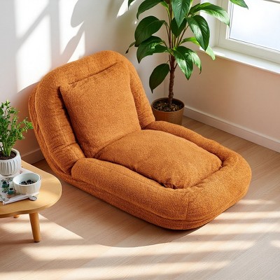 Folding Plush Floor Lounge Chair with 5 Adjustable Positions