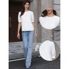 INSPIRE CHIC Women's Summer Puff Short Sleeve Crew Neck Eyelet Loose Tunic Blouses - 2 of 4
