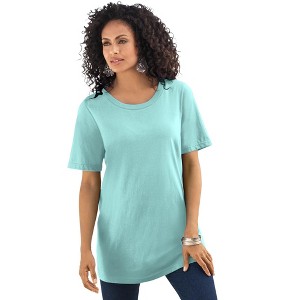Roaman's Plus Size Cotton Ultimate Crewneck Tee - 1 of 4