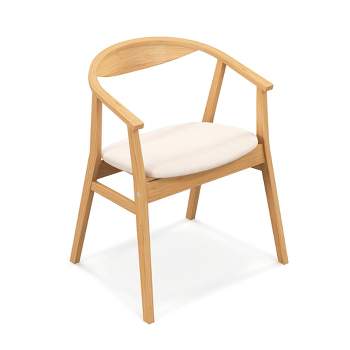 Tangkula Leisure Bamboo Armchair Modern Accent Chair w/ Curved Back & Bamboo Structure