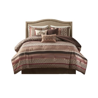 GlasFlength Bedding Sets Gorgeous Alternative Ultra Soft Puffy Bedding 7 Piece Comforter Set Red Queen Washed for Extra Softness, Red, 19"*14"*13"