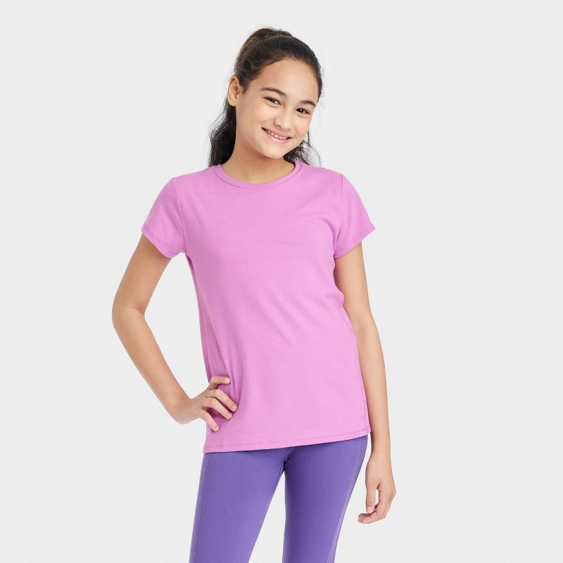 Girls&#39; 2pk Core Short Sleeve T-Shirt - All In Motion™, 3 of 5