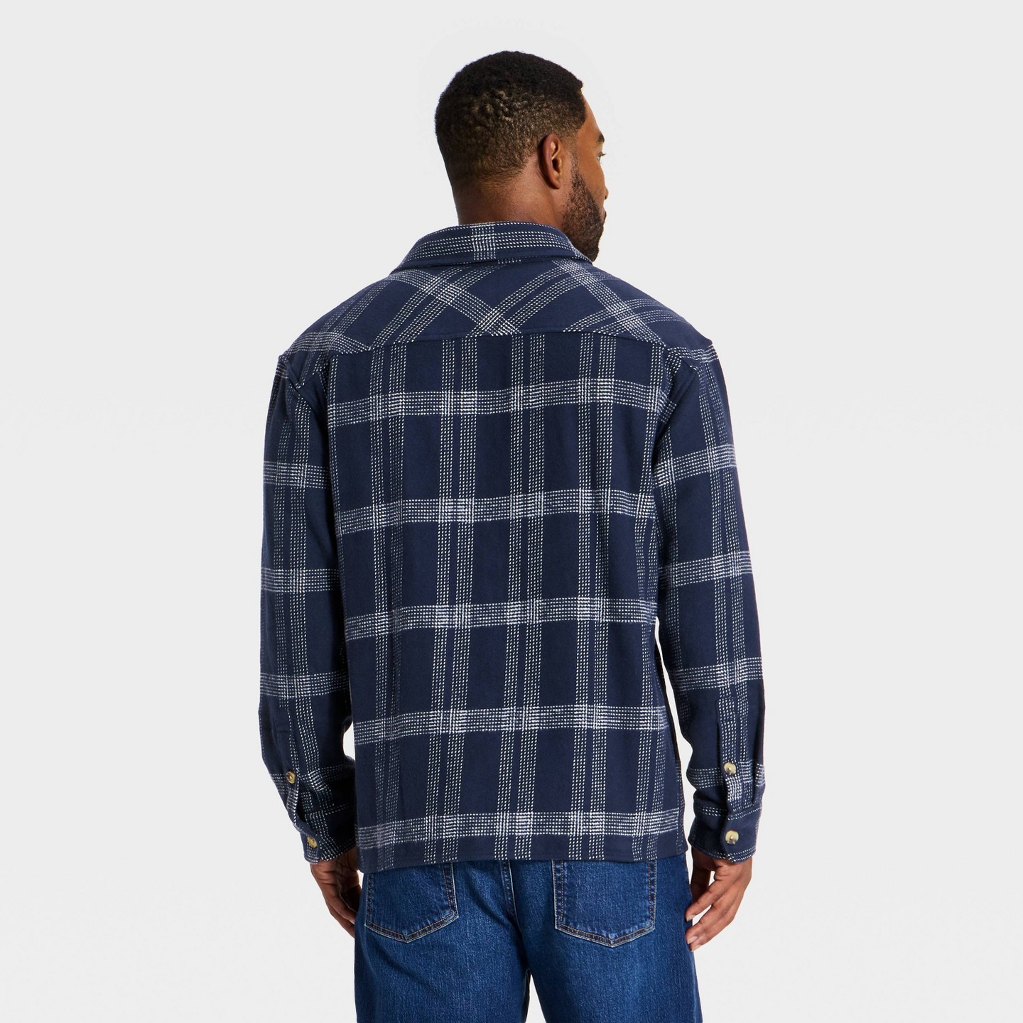 Мужская рубашка Goodfellow & Co Vintage Long Sleeve Heavy Weight Flannel, цвет: Тёмно-синий — фото 2