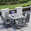 EROMMY 9 Piece Patio Dining Set, Outdoor Dining Table And Chairs Set For 8,Patio Furniture Set For Deck, Backyard, Lawn, Poolside, Brown/gray/blue - 2 of 4