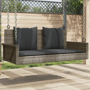 Swing Bench Grey PE rattan, powder-coated steel - 1 of 4