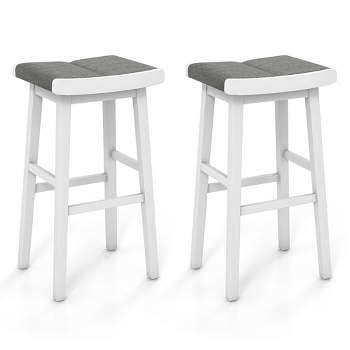 Costway Set of 2 Saddle Bar Stools Counter Height Backless Kitchen Island Chairs